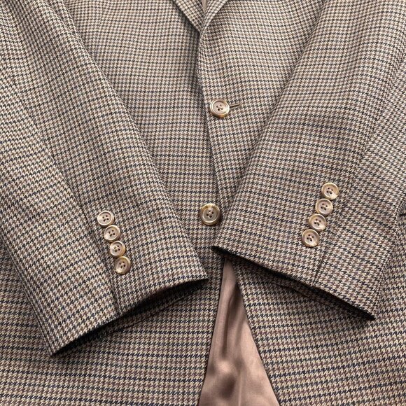 Lauren Ralph Lauren Blazer Men 42R Brown Gold Houndstooth Wool Classic Jacket - Picture 15 of 16